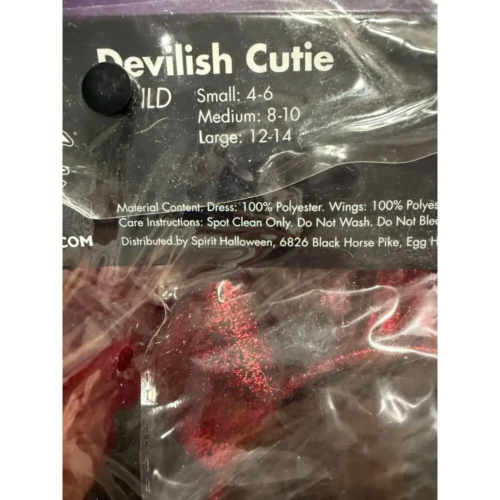 Spirit Halloween Girls Devilish Cutie Red Devil Costume Size Child Small 4-6